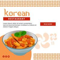 diseño de ilustración de comida asiática de comida coreana para presentación plantilla de redes sociales vector