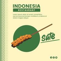 Asian food illustration design of Sate indonesian Food for presentation social media template vector