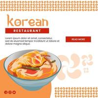 Asian food illustration design of Korean Food for presentation social media template vector