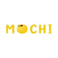 Mochi asian dessert typography and illustration vector