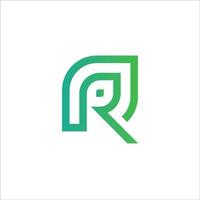 logotipo de vector de línea de hoja de letra r