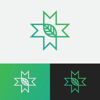 Health cross logo with a leaf vector