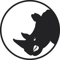 Rhino Head with circle. minimalistic flat rhino head logo vector