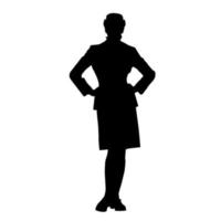 Vector silhouettes of women. Standing woman shape. Black color on isolated white background. Graphic illustration.