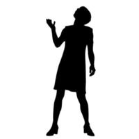 Vector silhouettes of women. Standing woman shape. Black color on isolated white background. Graphic illustration.