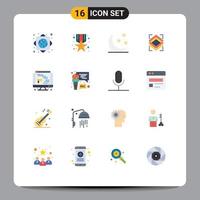 Set of 16 Modern UI Icons Symbols Signs for global infrastructure moon award prize layers Editable Pack of Creative Vector Design Elements