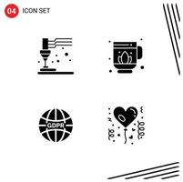 Set of 4 Commercial Solid Glyphs pack for printing internet print lotus affection Editable Vector Design Elements