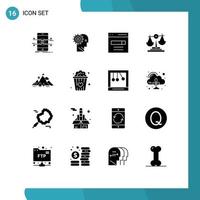 Modern Set of 16 Solid Glyphs and symbols such as balance search man interface communication Editable Vector Design Elements