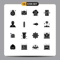 Solid Glyph Pack of 16 Universal Symbols of location communications cloud internet of things connections Editable Vector Design Elements