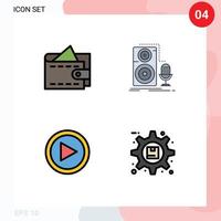 4 Creative Icons Modern Signs and Symbols of cash interface live record user Editable Vector Design Elements