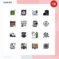 Universal Icon Symbols Group of 16 Modern Flat Color Filled Lines of house board software advertisement building Editable Creative Vector Design Elements