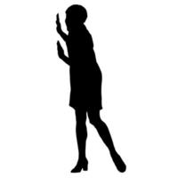 Vector silhouettes of women. Standing woman shape. Black color on isolated white background. Graphic illustration.