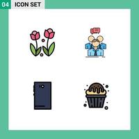 Set of 4 Modern UI Icons Symbols Signs for flora team rose business smart phone Editable Vector Design Elements