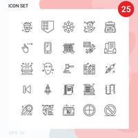 Set of 25 Modern UI Icons Symbols Signs for gestures school server education real estate Editable Vector Design Elements