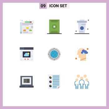 9 Universal Flat Colors Set for Web and Mobile Applications business cloud sharing coffee website food Editable Vector Design Elements