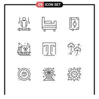 Modern Set of 9 Outlines and symbols such as tool font book truck gas Editable Vector Design Elements