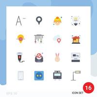 Set of 16 Modern UI Icons Symbols Signs for decrease business location labour finance Editable Pack of Creative Vector Design Elements