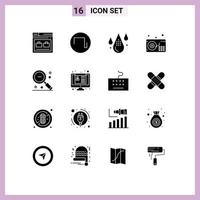 User Interface Pack of 16 Basic Solid Glyphs of minus music coding gramophone drop Editable Vector Design Elements