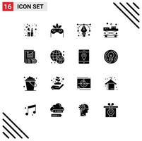 16 User Interface Solid Glyph Pack of modern Signs and Symbols of design metrics tool analytics medicine Editable Vector Design Elements