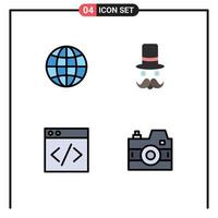 4 Creative Icons Modern Signs and Symbols of global server moustache santa clause camera Editable Vector Design Elements