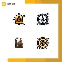 Universal Icon Symbols Group of 4 Modern Filledline Flat Colors of bug industry notification customer construction Editable Vector Design Elements