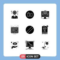 Pictogram Set of 9 Simple Solid Glyphs of screwdriver screen multimedia management network Editable Vector Design Elements