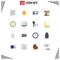 Universal Icon Symbols Group of 16 Modern Flat Colors of book computer notebook setting hardware Editable Pack of Creative Vector Design Elements