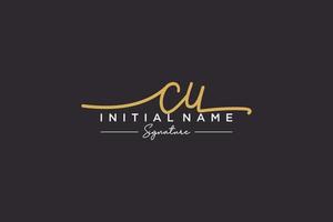 Initial CU signature logo template vector. Hand drawn Calligraphy lettering Vector illustration.