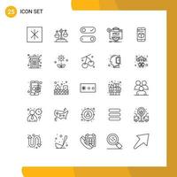 25 Thematic Vector Lines and Editable Symbols of box mobile switch website globe Editable Vector Design Elements