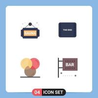 4 Thematic Vector Flat Icons and Editable Symbols of fitness color tag movie development Editable Vector Design Elements