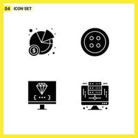 4 User Interface Solid Glyph Pack of modern Signs and Symbols of chart development clothes coding computer Editable Vector Design Elements