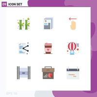 Universal Icon Symbols Group of 9 Modern Flat Colors of online document profile file left Editable Vector Design Elements