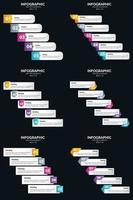 Vector 6 Infographics Pack Presentation slide template 5 Steps cycle diagrams and timelines