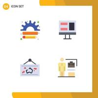 Group of 4 Modern Flat Icons Set for business map management monitor photo Editable Vector Design Elements