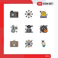 Pictogram Set of 9 Simple Filledline Flat Colors of administrator supervised hardware learning temperature Editable Vector Design Elements