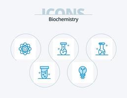 paquete de iconos de bioquímica azul 5 diseño de iconos. biología. análisis. átomo. laboratorio. químico vector