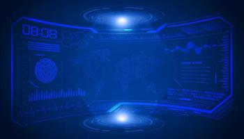 Modern HUD Technology Screen Background with Blue World Map vector