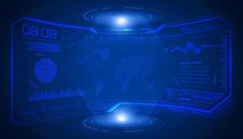 Modern HUD Technology Screen Background with Blue World Map vector
