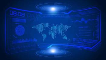 Modern HUD Technology Screen Background with Blue World Map vector