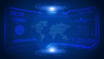 Modern HUD Technology Screen Background with Blue World Map vector