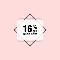 16 discount, Sales Vector badges for Labels, , Stickers, Banners, Tags, Web Stickers, New offer. Discount origami sign banner.