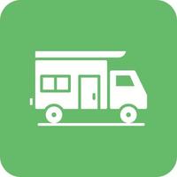 Camper Van Glyph Round Corner Background Icon vector