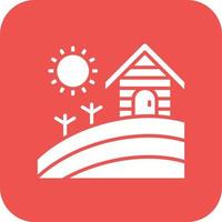 Fields Landscape Glyph Round Corner Background Icon vector