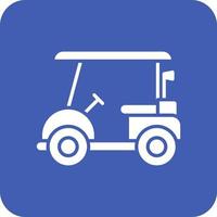 Golf Cart Glyph Round Corner Background Icon vector