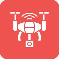 Smart Drone Glyph Round Corner Background Icon vector