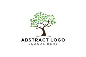 Green tree logo design natural and abstract leaf. vector