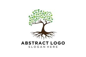 Green tree logo design natural and abstract leaf. vector