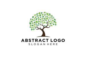 Green tree logo design natural and abstract leaf. vector