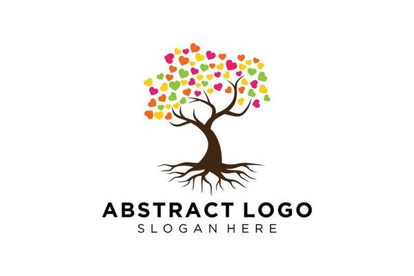 Green tree logo design natural and abstract leaf.
