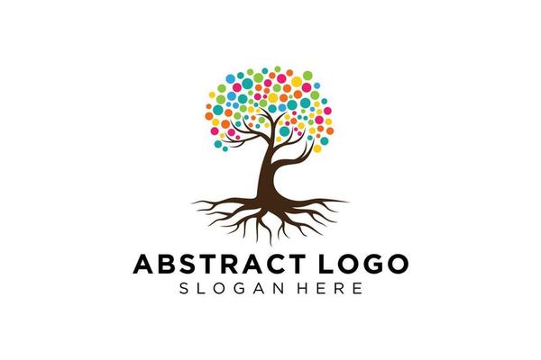 Green tree logo design natural and abstract leaf.